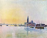 Famous Sunrise Paintings - Venice San Guirgio from the Dogana Sunrise